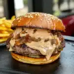 Hamburguesas Aplastadas con Mayonesa de Tocino