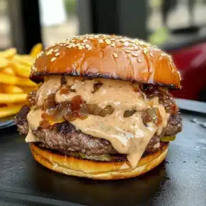 Hamburguesas Aplastadas con Mayonesa de Tocino 2 Hamburguesas Aplastadas con Mayonesa de Tocino