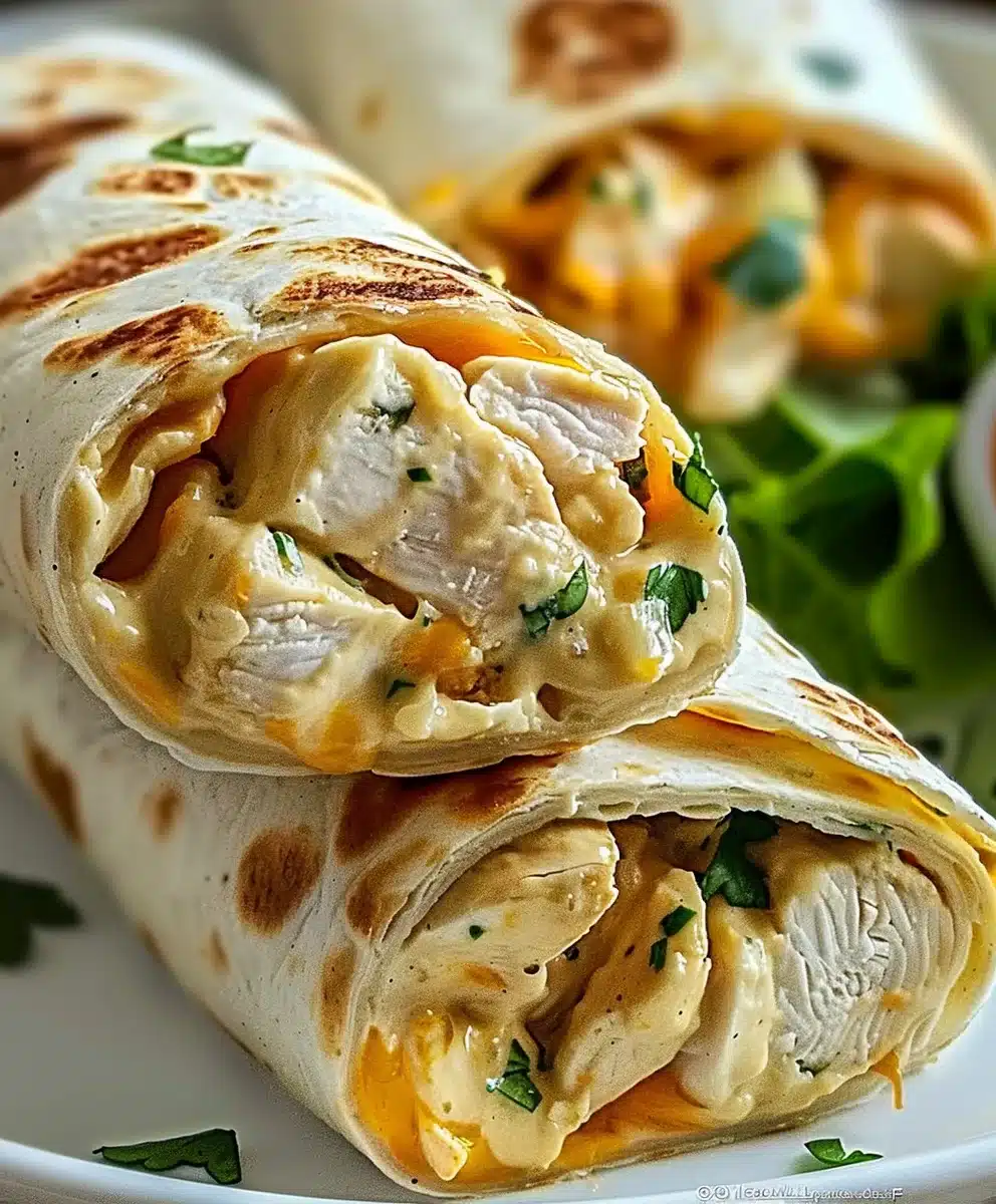 Cheesy Garlic Chicken Wraps