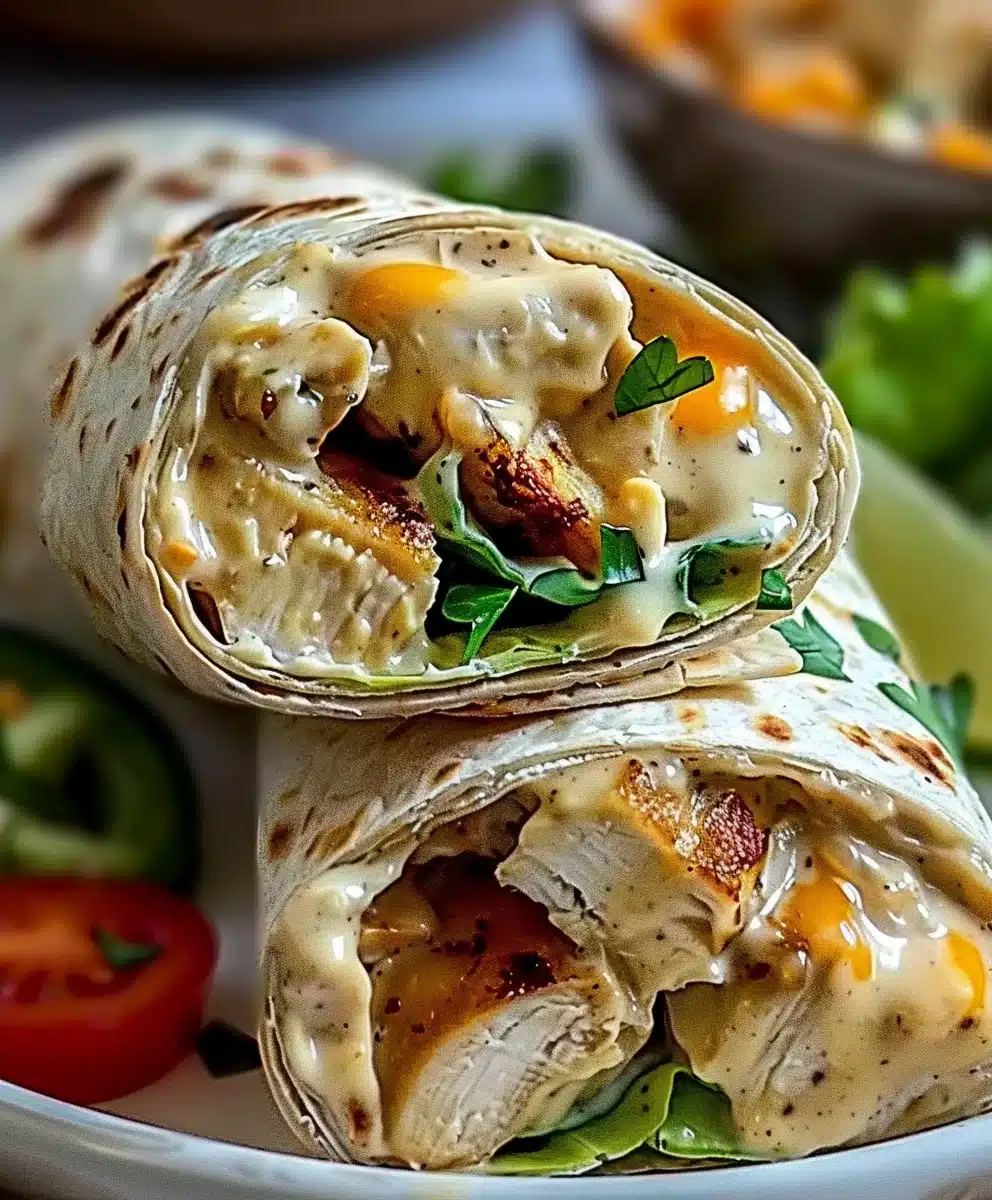 Cheesy Garlic Chicken Wraps