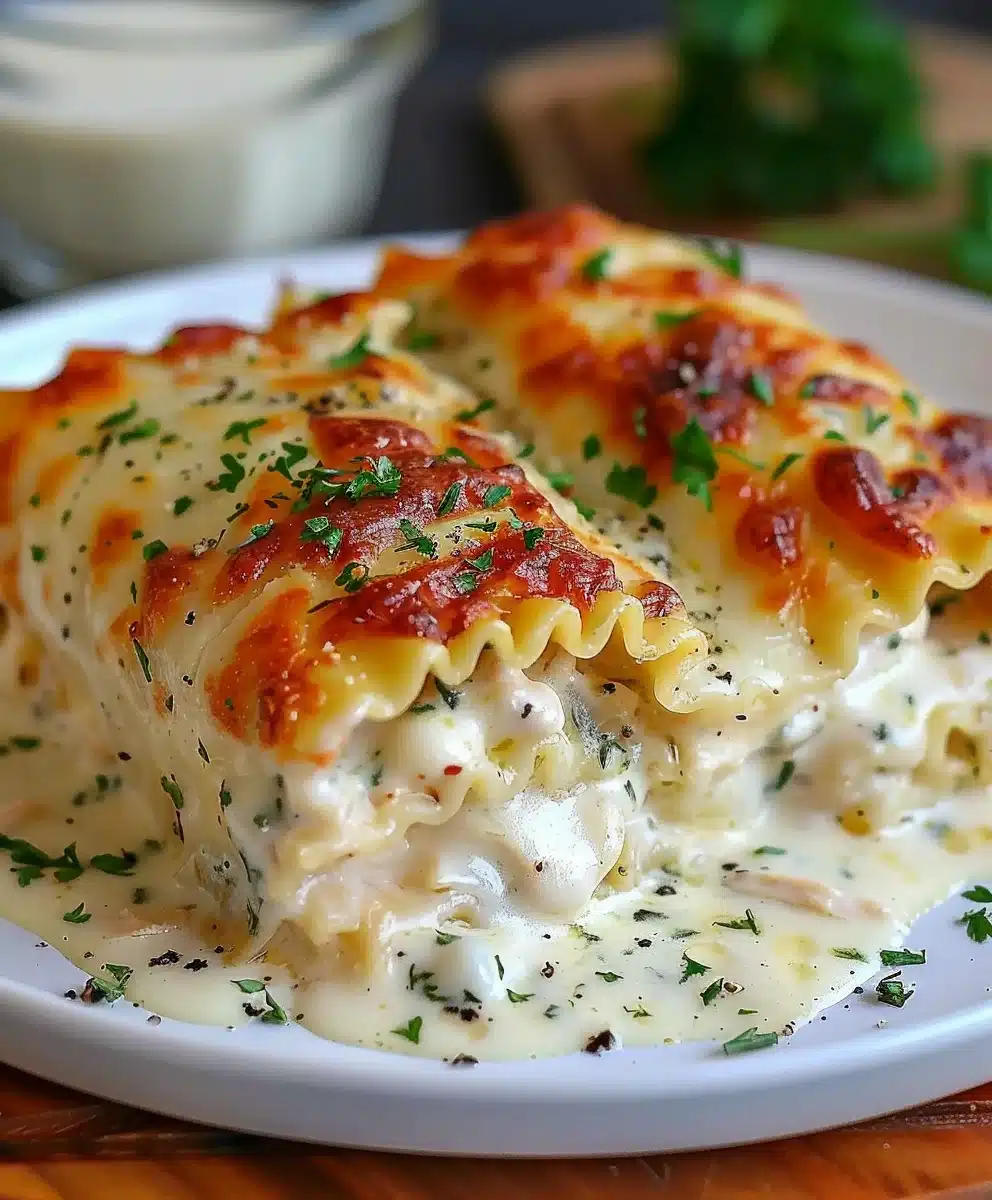 Creamy Chicken Alfredo Lasagna Rolls Recipe-2