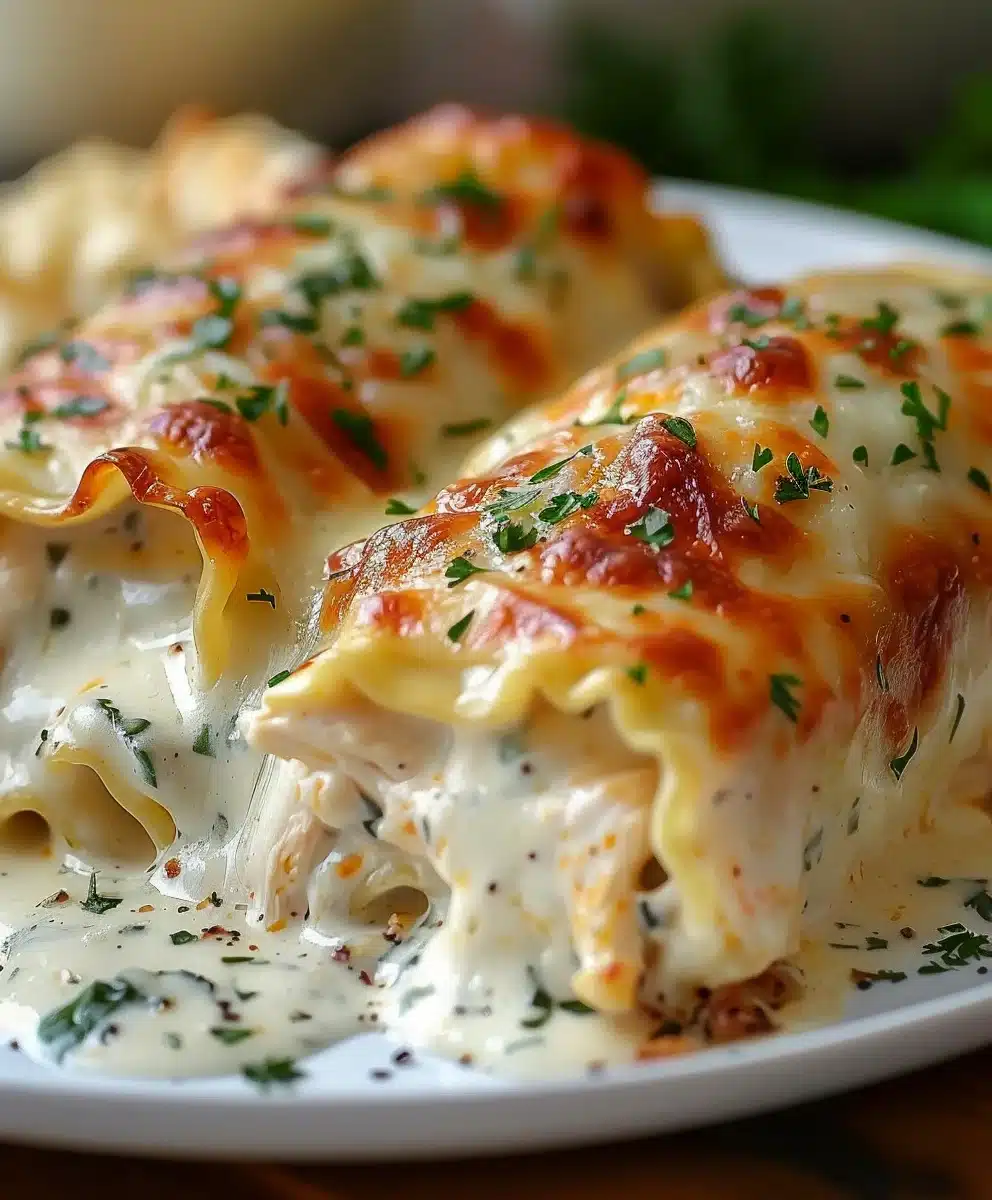 Creamy Chicken Alfredo Lasagna Rolls Recipe-2