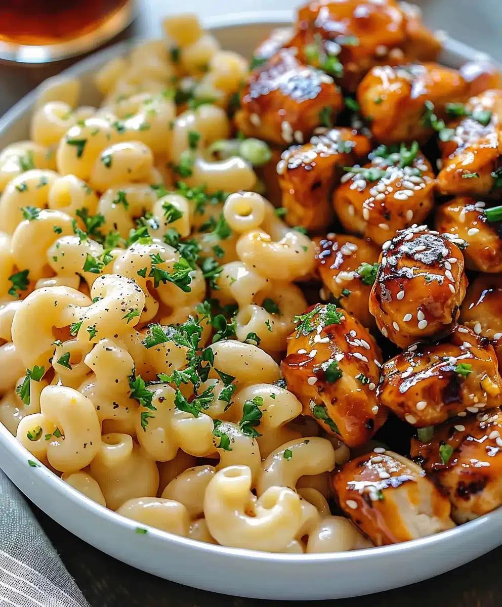 Easy Honey Garlic Chicken With Creamy High Protein Mac Cheese
