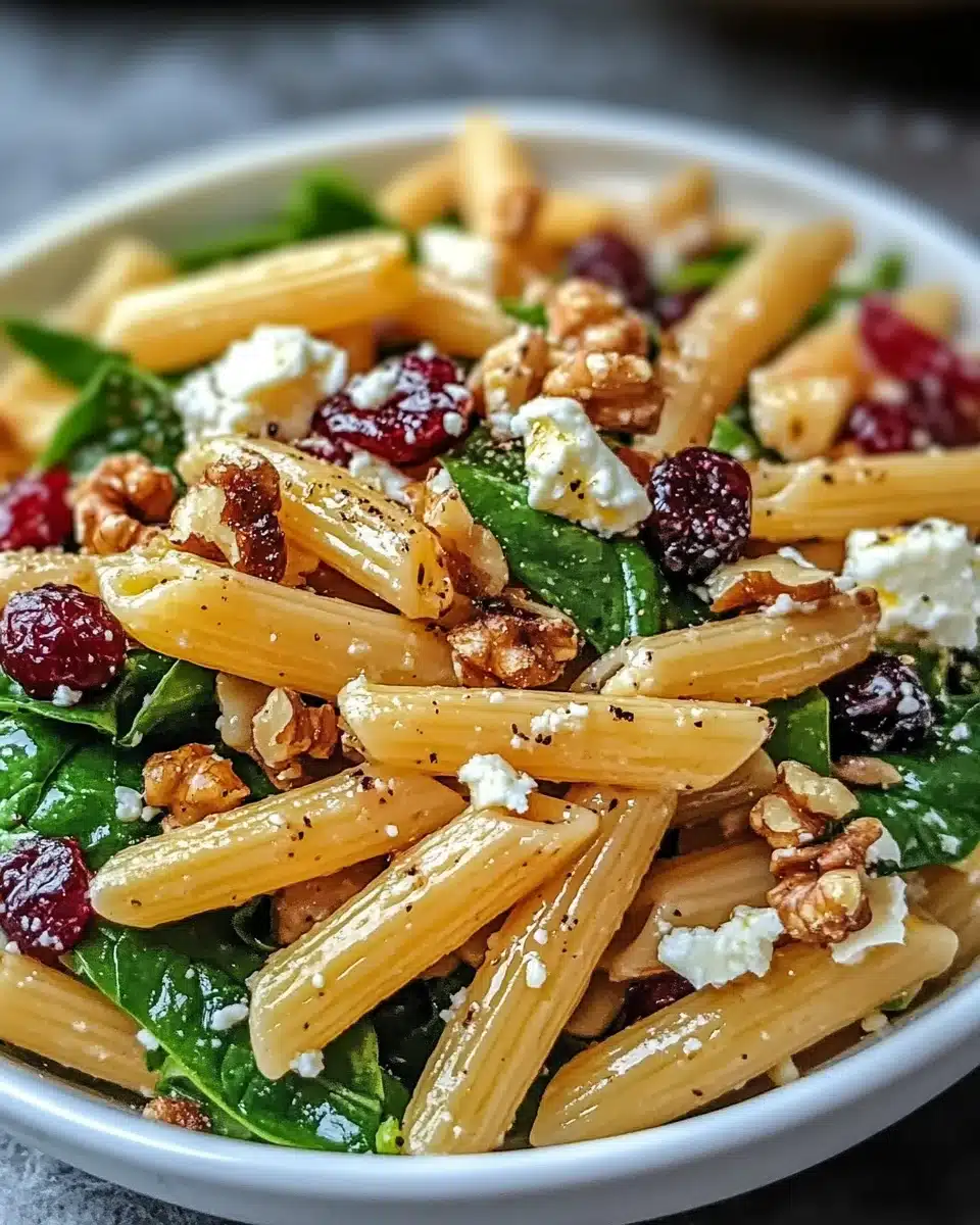 Feta & Cranberry Penne Salad with Orange Vinaigrette
