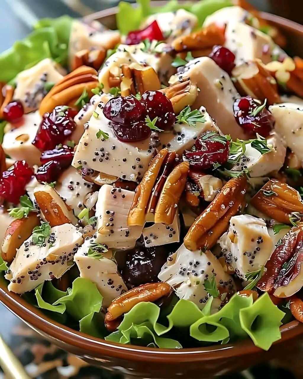 Ensalada de Pollo con Arándanos y Nueces... Ver más