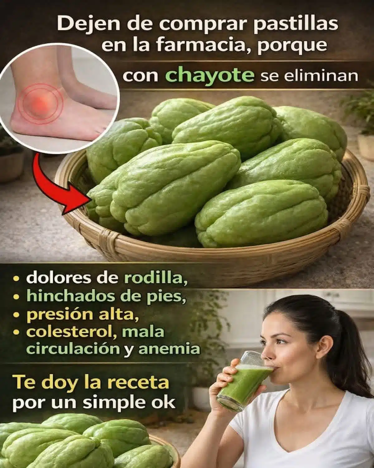 Receta + consejos Jugo de chayote y... Ver más