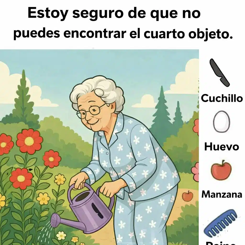 Regar tu Jardín: Meditación, Paz Mental y Bienestar en la Naturaleza 2 Encuentra: cuchillo, huevo, manzana y peine... Ver más