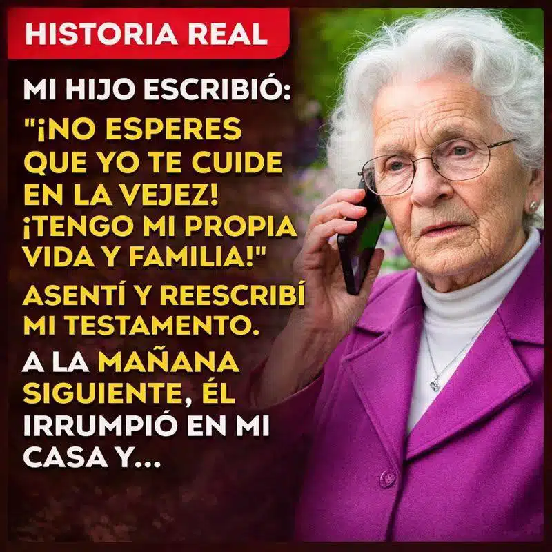 Mi hijo escribió: “No esperes que me haga cargo de ti en la vejez. Tengo mi propia vida y mi propia familia.” 😱😱... Ver más