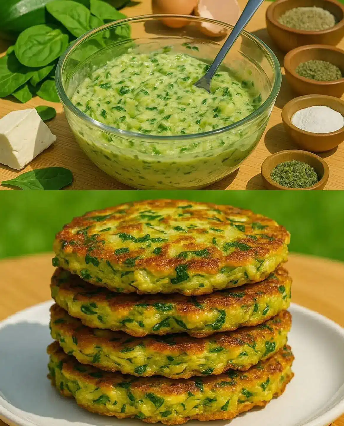 Buñuelos de Calabacín con Feta y Tzatziki