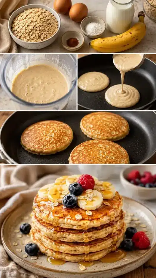 Pancakes de avena fáciles y saludables 2 Pancakes de avena fáciles y saludables