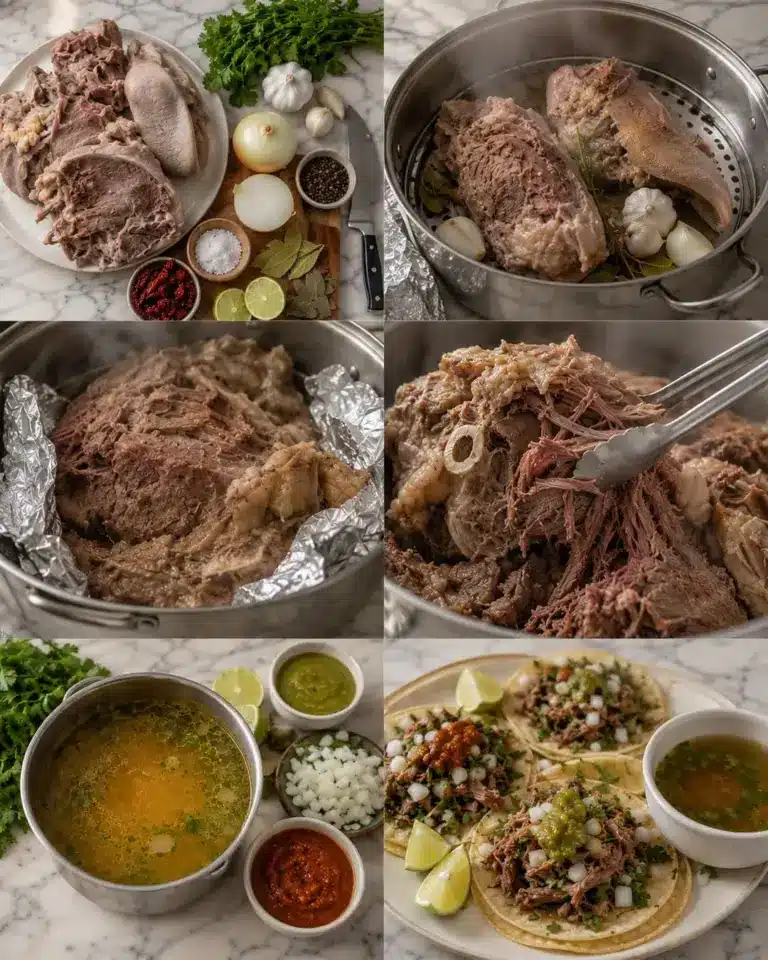 Cabeza de res al vapor para tacos deliciosos