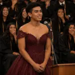 Hijo sorprende a todos graduándose en vestido