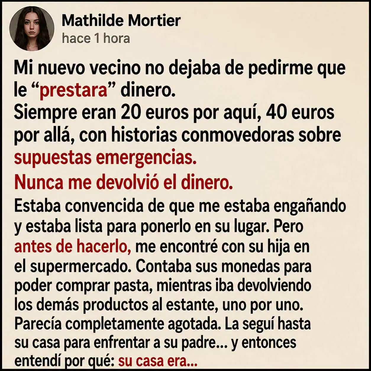 La historia de mi vecino y la estafa.