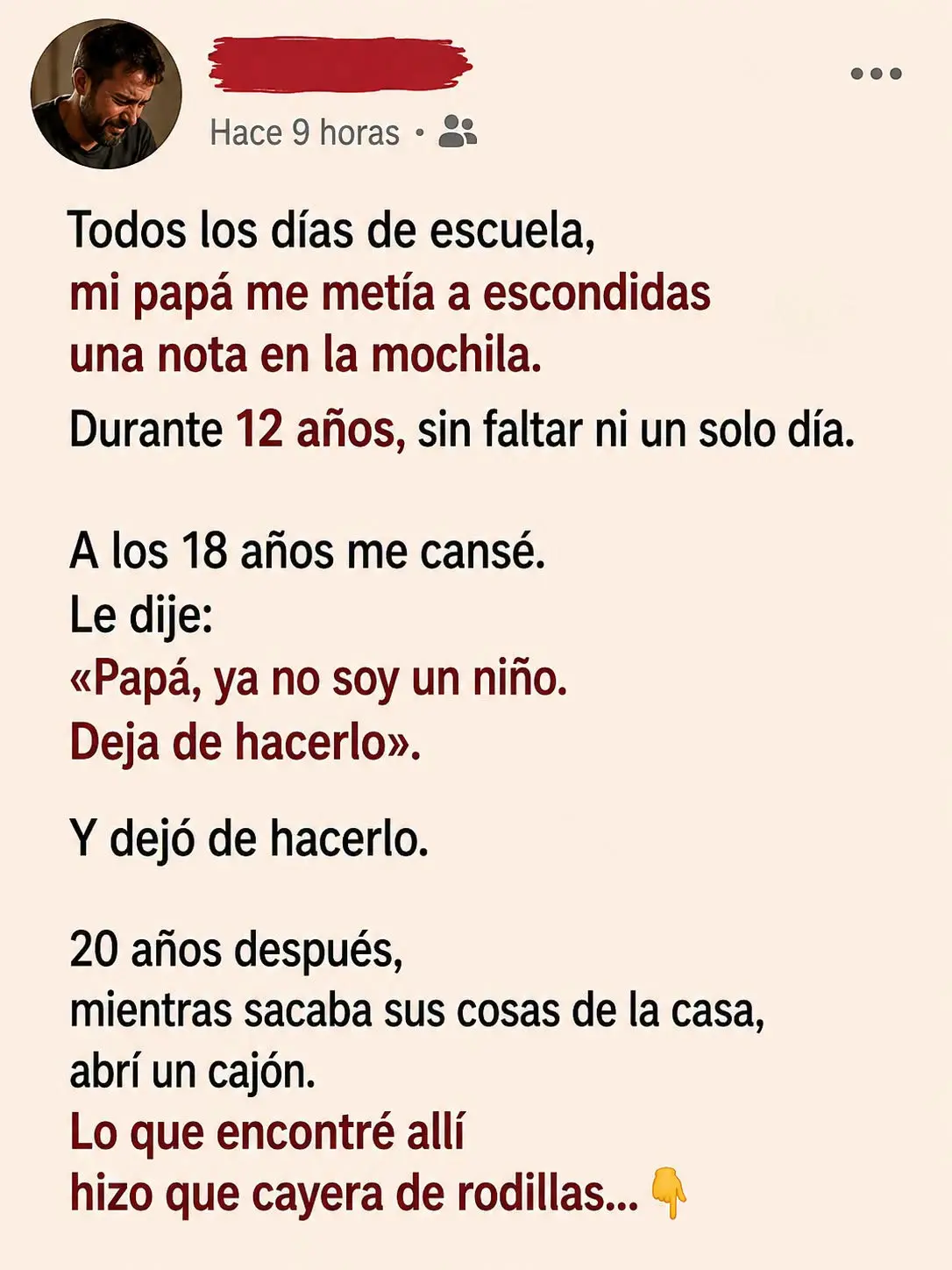 El desgarrador secreto tras las notas de papá