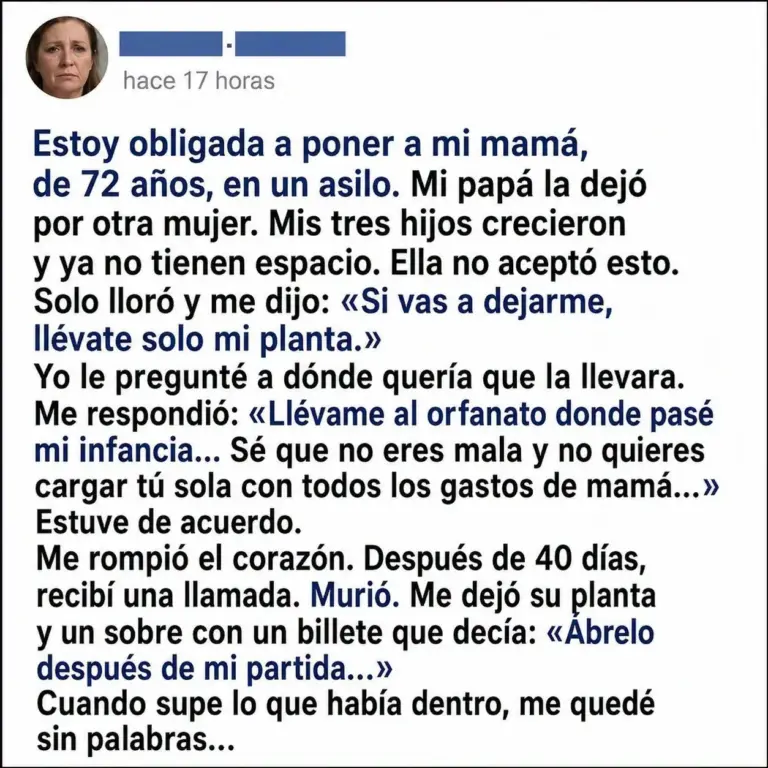 Obligué a mi madre a abandonar su casa