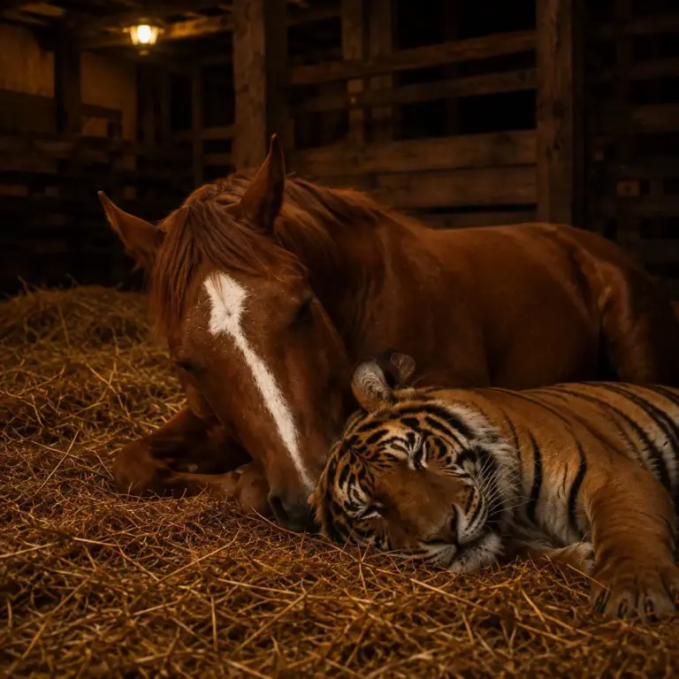 Por qué un tigre dormía con una yegua